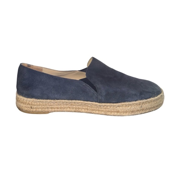 Stuart Weitzman Navy Blue Suede Almond Toe Nugal Flat Espadrilles Size: US 8.5 - Picture 3 of 6